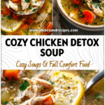 Bowl of Chicken And Lemon Soup showing a Healthy Soup Slow Cooker style with tender chicken and fresh herbs.